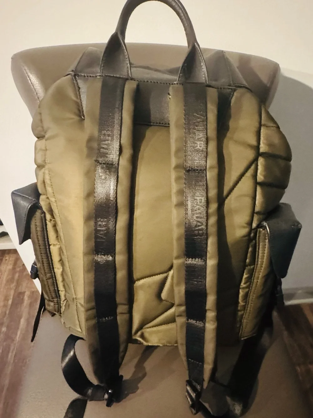 Pajar Olive Green Quilted Backpack with Black Trim